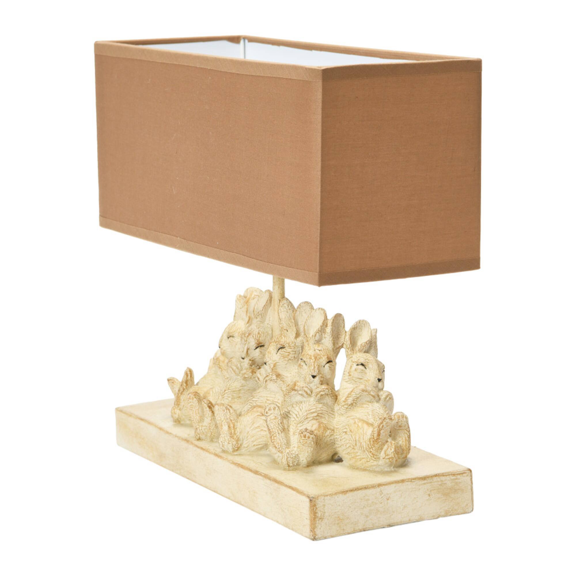 Hello Honey® 14" White and Sand Rabbit Table Lamp with Rectangle Linen Shade